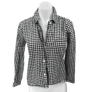J.Crew Women's Black White Gingham Check Button Down Shirt Top Size XXS